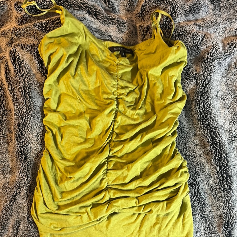 Heart Moon Star lime green Ruched stretchy Sleeveless Camisole-size small